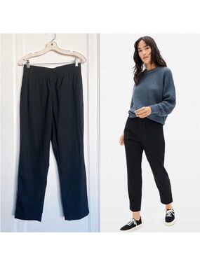 Everlane Easy Pant Black Elastic Waist 100% Wool Ankle Cropped Pull On Pants